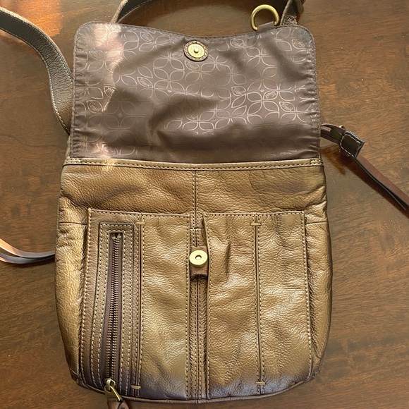 Fossil Brown Leather Messenger Crossbody with Brass Accents - Picture 2 of 8